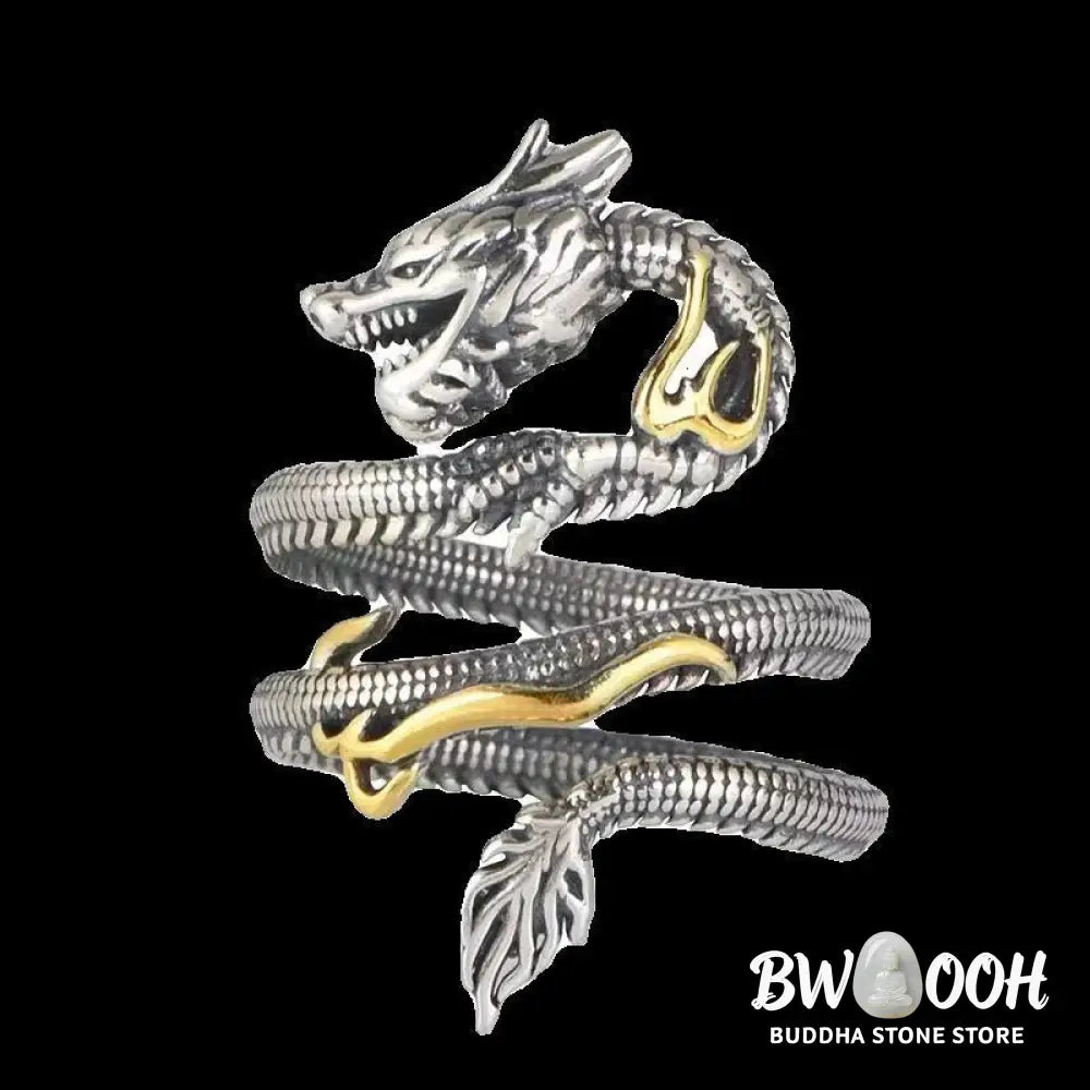 Buddha Stones Vintage Dragon Pattern Protection Ring - Vintage Dragon Pattern(Adjustable) - Ring