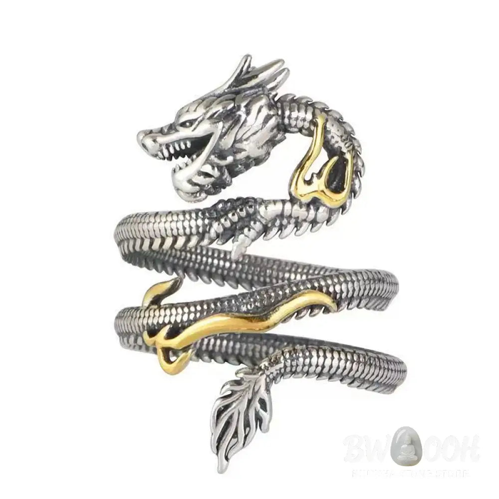 Buddha Stones Vintage Dragon Pattern Protection Ring - Vintage Dragon Pattern(Adjustable) - Ring