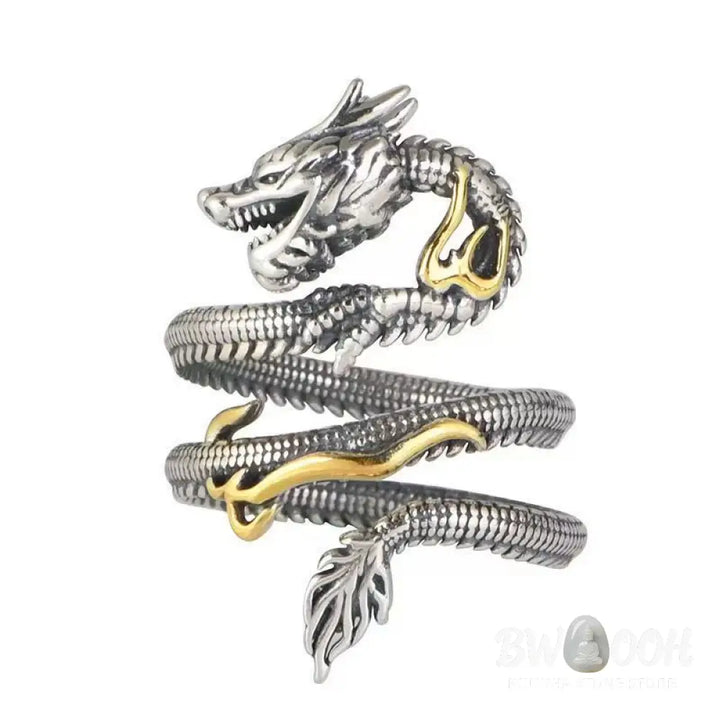 Buddha Stones Vintage Dragon Pattern Protection Ring - Vintage Dragon Pattern(Adjustable) - Ring