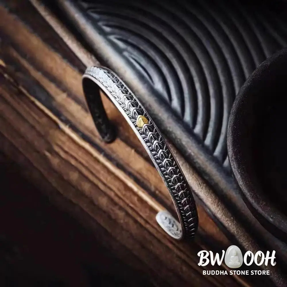 BWOOOH Vintage Dragon Scales Pattern Luck Wealth Cuff Bracelet Bangle | spiritual healing bracelet