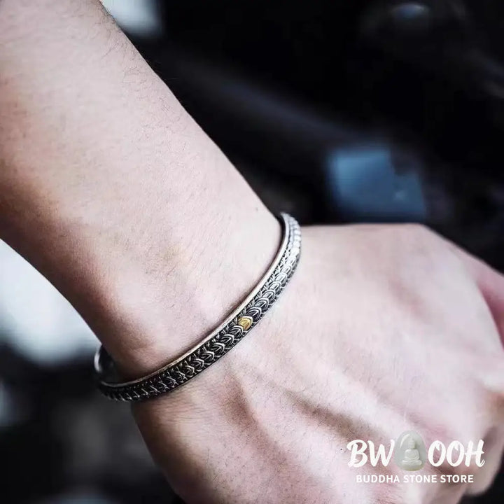 BWOOOH Vintage Dragon Scales Pattern Luck Wealth Cuff Bracelet Bangle | spiritual healing bracelet