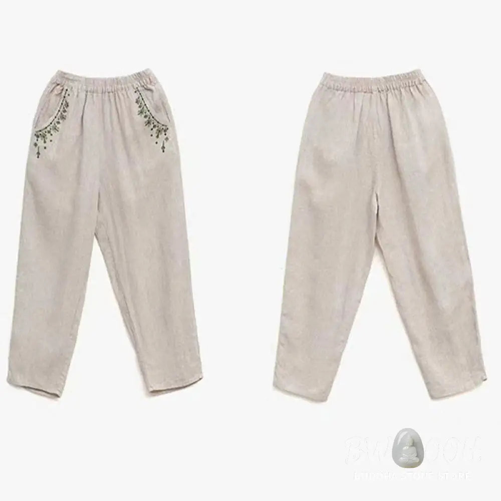 BWOOOH printed harem pants - Vintage Embroidery Elastic Waist Capri H