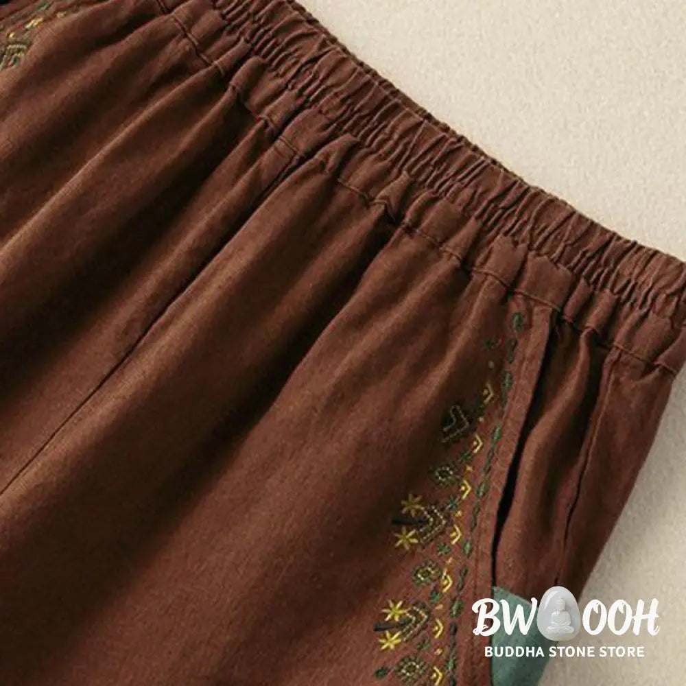 BWOOOH printed harem pants - Vintage Embroidery Elastic Waist Capri H