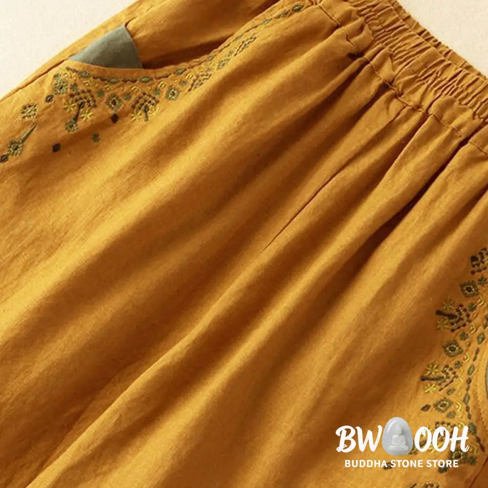 BWOOOH printed harem pants - Vintage Embroidery Elastic Waist Capri H