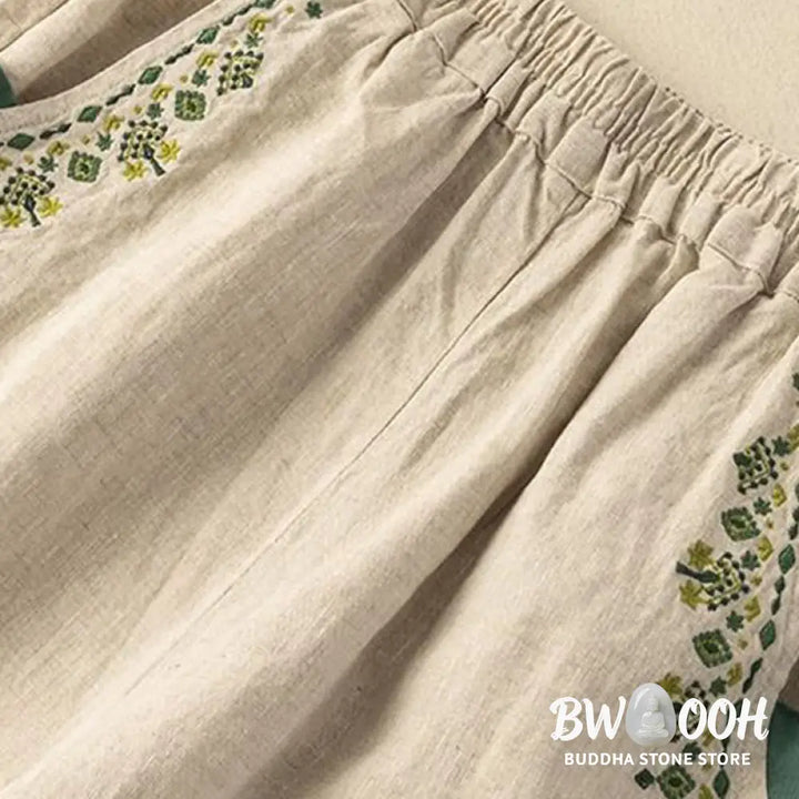 BWOOOH printed harem pants - Vintage Embroidery Elastic Waist Capri H