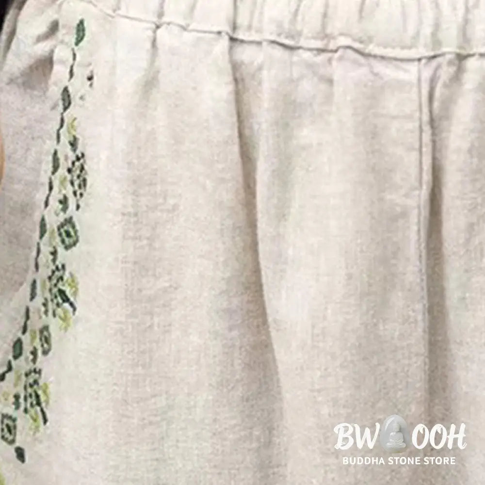 BWOOOH printed harem pants - Vintage Embroidery Elastic Waist Capri H