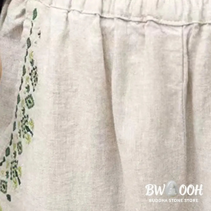 BWOOOH printed harem pants - Vintage Embroidery Elastic Waist Capri H