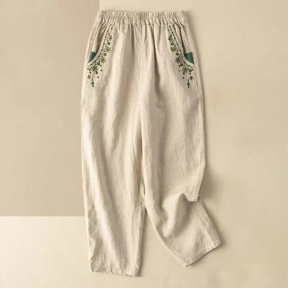 BWOOOH printed harem pants - Vintage Embroidery Elastic Waist Capri H