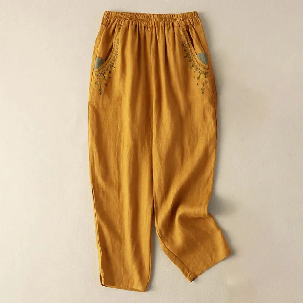 BWOOOH printed harem pants - Vintage Embroidery Elastic Waist Capri H