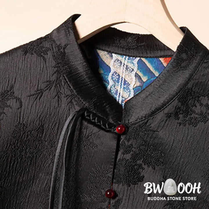 Buddha Stones Vintage Embroidery Flower Cloud Pattern Vest - Waistcoat