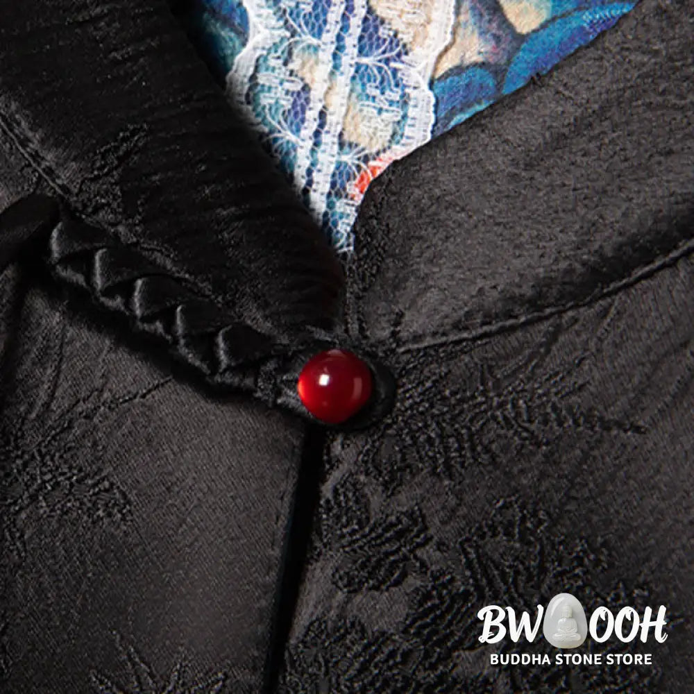 Buddha Stones Vintage Embroidery Flower Cloud Pattern Vest - Waistcoat