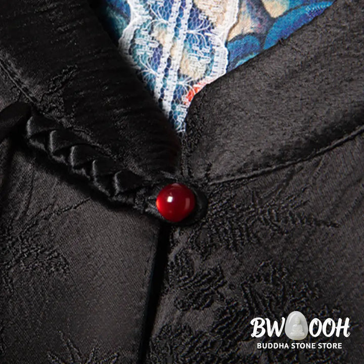 Buddha Stones Vintage Embroidery Flower Cloud Pattern Vest - Waistcoat