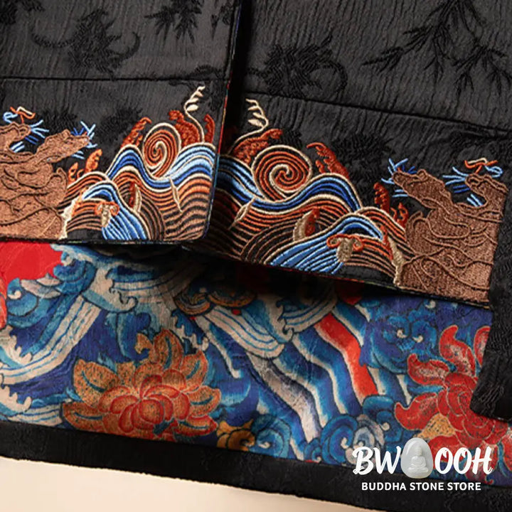 Buddha Stones Vintage Embroidery Flower Cloud Pattern Vest - Waistcoat