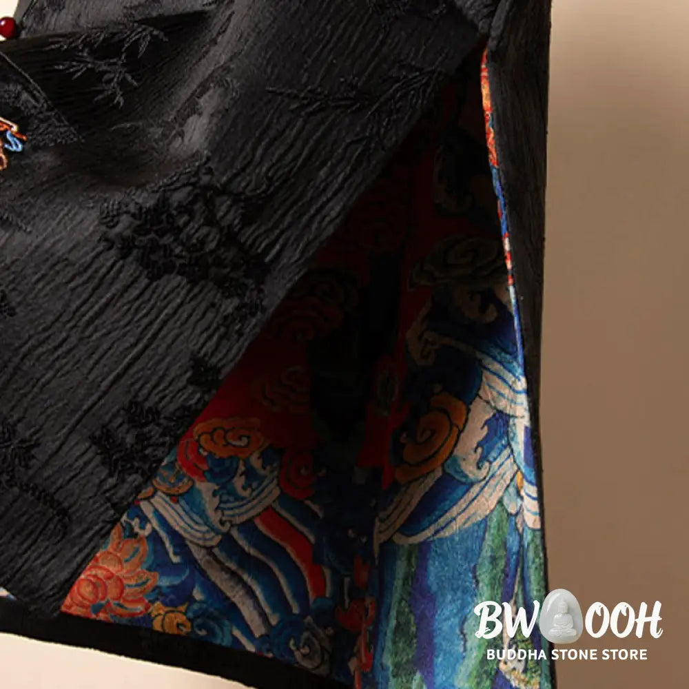 Buddha Stones Vintage Embroidery Flower Cloud Pattern Vest - Waistcoat