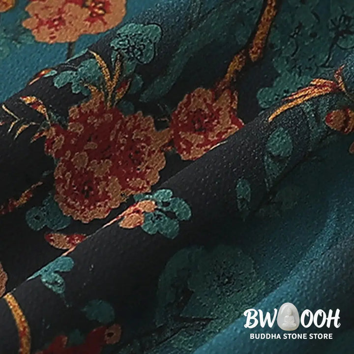 Buddha Stones Vintage Embroidery Jacquard Weave Flower Pattern Vest - Waistcoat