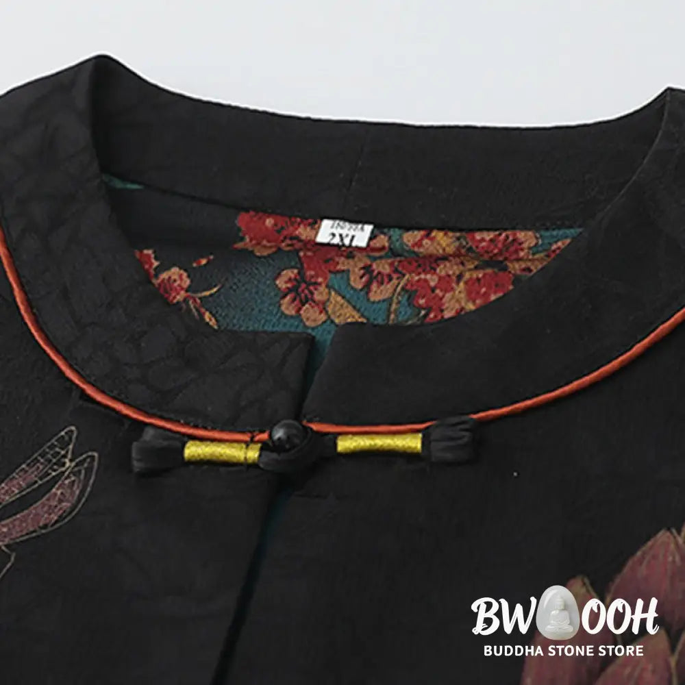 Buddha Stones Vintage Embroidery Jacquard Weave Flower Pattern Vest - Waistcoat