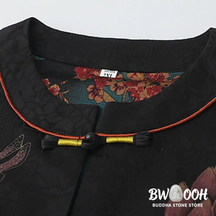 Buddha Stones Vintage Embroidery Jacquard Weave Flower Pattern Vest - Waistcoat
