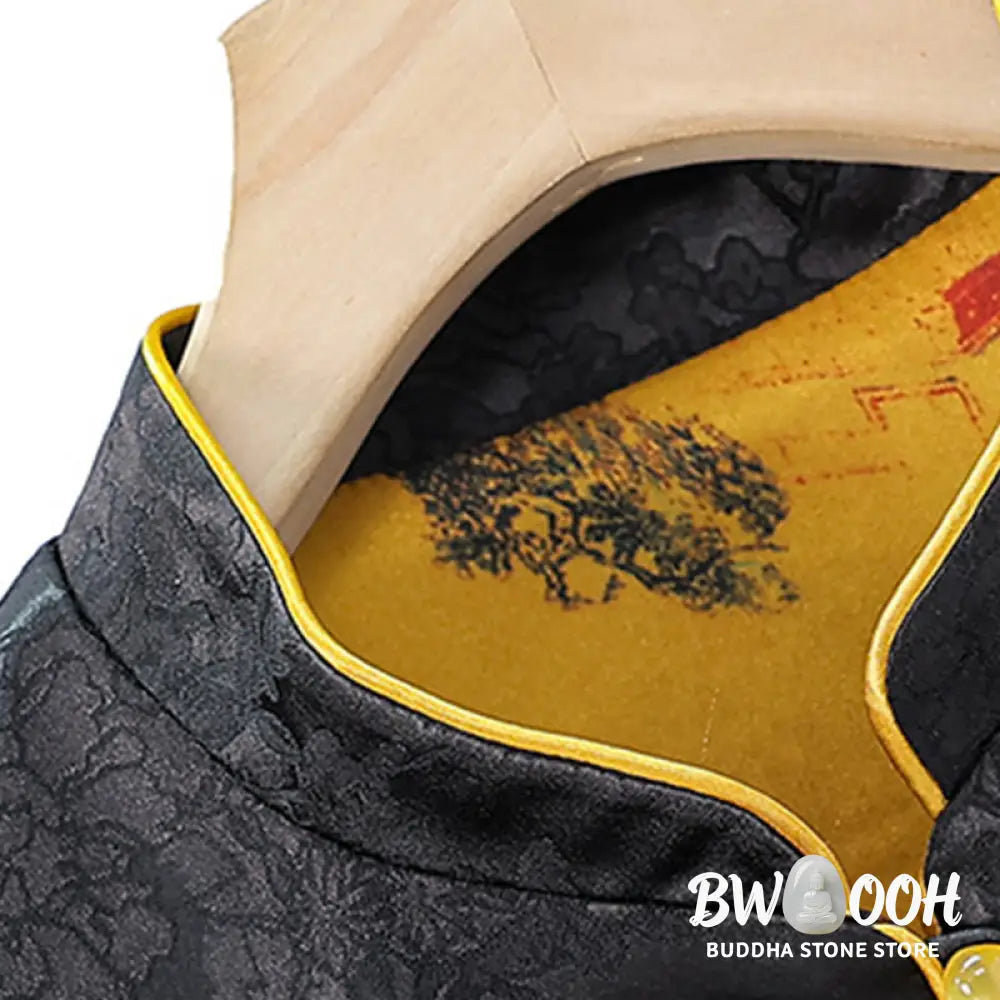 Buddha Stones Vintage Embroidery Plum Blossom Pattern Double-Sided Wear Vest - Waistcoat