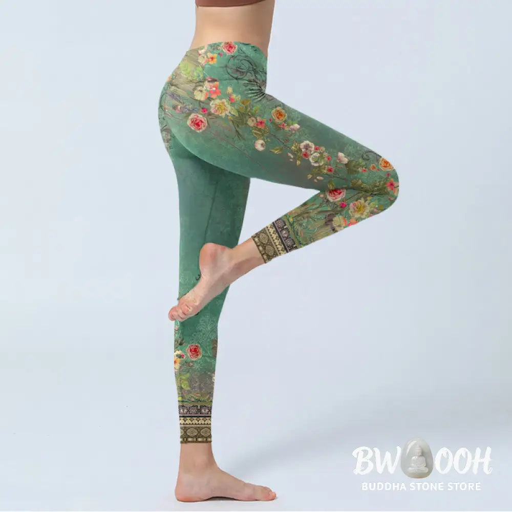 BWOOOH printed yoga leggings - Vintage Floral Garland Lace Damask Patte