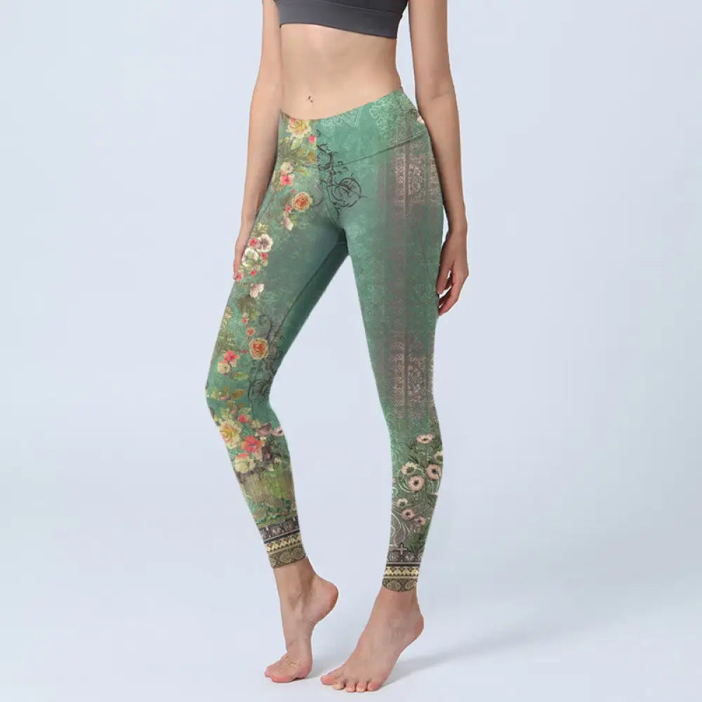 BWOOOH printed yoga leggings - Vintage Floral Garland Lace Damask Patte