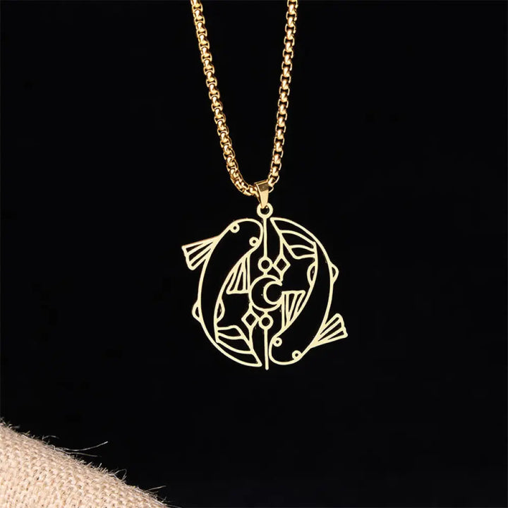 Buddha Stones Vintage Koi Fish Hollow Design Stainless Steel Luck Necklace Pendant - BWOOOH - Gold - Necklaces &amp;
