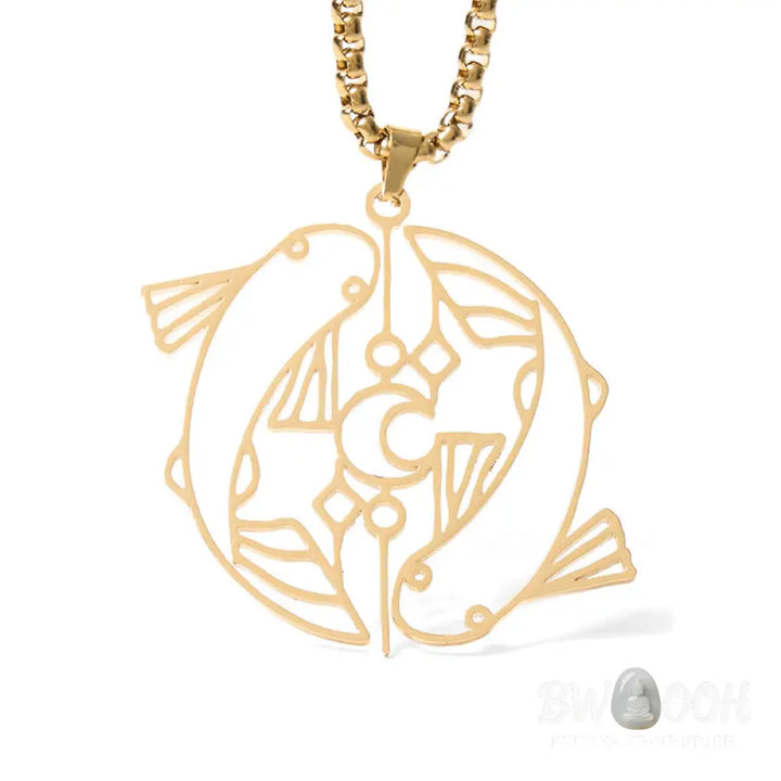 Buddha Stones Vintage Koi Fish Hollow Design Stainless Steel Luck Necklace Pendant - BWOOOH - Necklaces &amp; Pendants