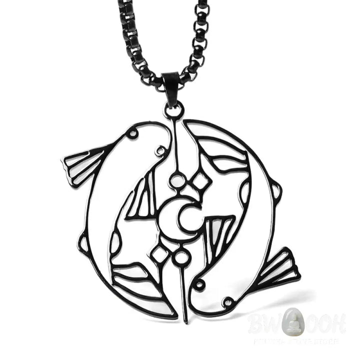 Buddha Stones Vintage Koi Fish Hollow Design Stainless Steel Luck Necklace Pendant - BWOOOH - Necklaces &amp; Pendants