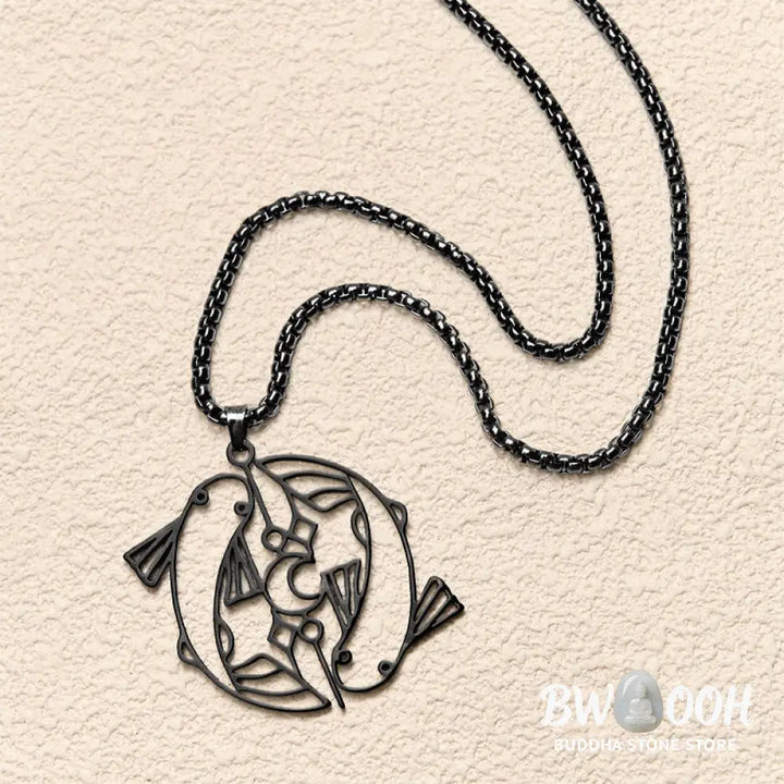 Buddha Stones Vintage Koi Fish Hollow Design Stainless Steel Luck Necklace Pendant - BWOOOH - Necklaces &amp; Pendants