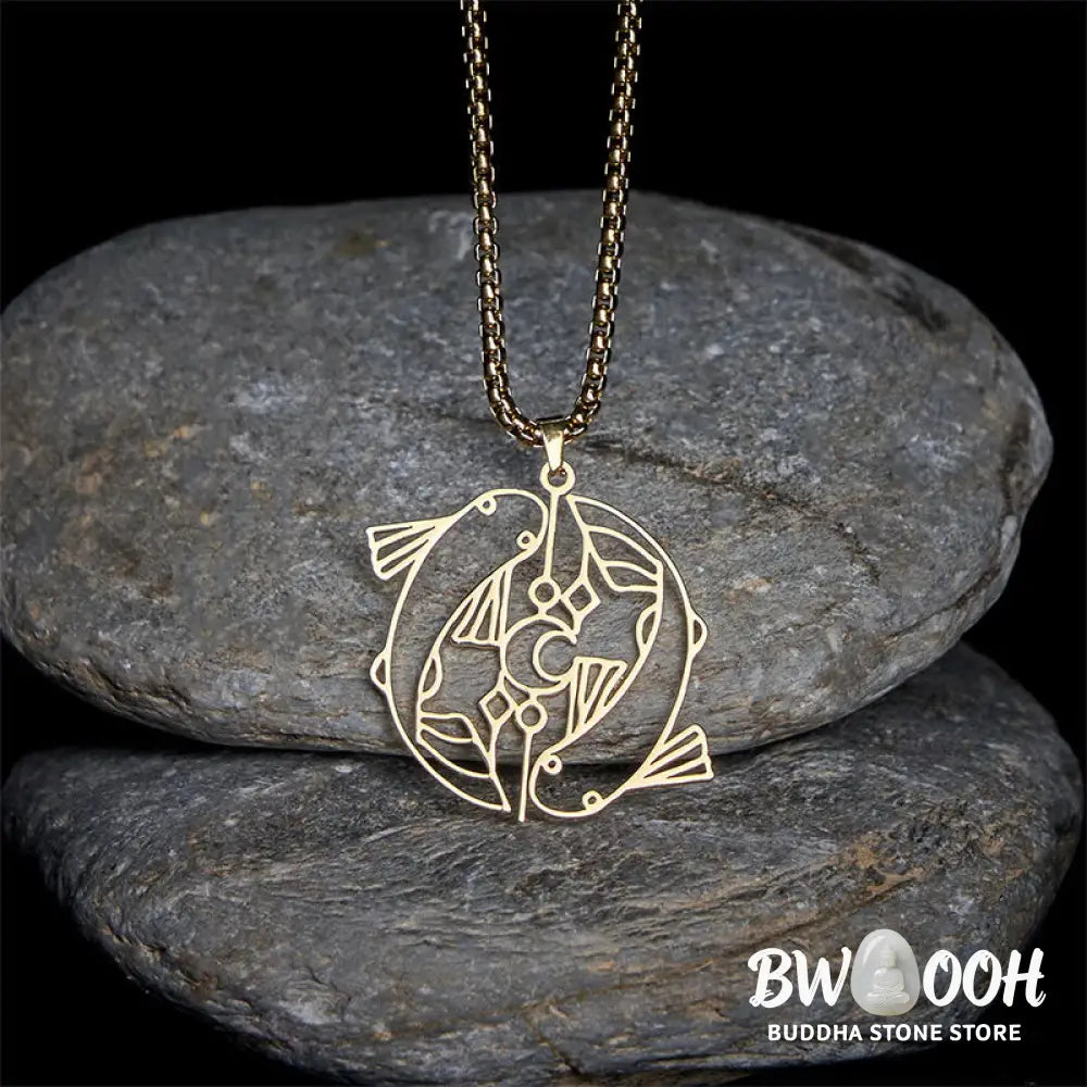 Buddha Stones Vintage Koi Fish Hollow Design Stainless Steel Luck Necklace Pendant - BWOOOH - Necklaces &amp; Pendants