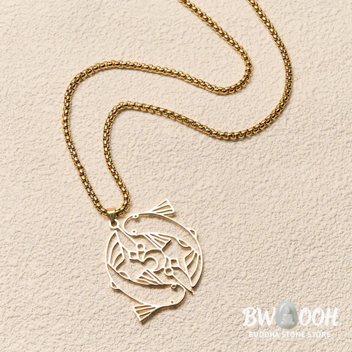 Buddha Stones Vintage Koi Fish Hollow Design Stainless Steel Luck Necklace Pendant - BWOOOH - Necklaces &amp; Pendants