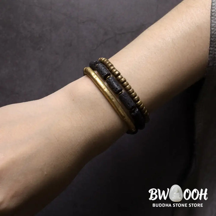 Buddha Stones Vintage Lava Rock Copper Beads Multi-layered Wrap Bracelet - BWOOOH - Bracelet