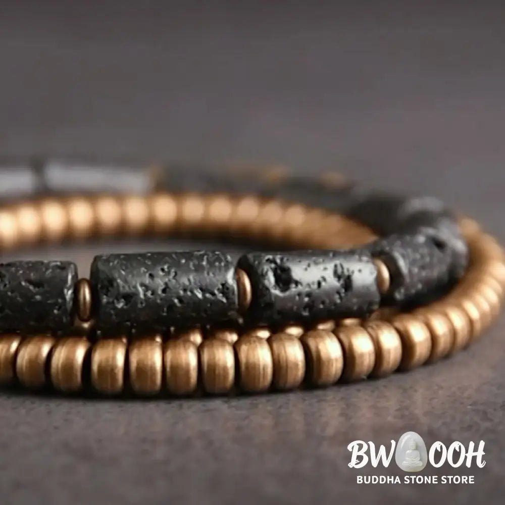 Buddha Stones Vintage Lava Rock Copper Beads Multi-layered Wrap Bracelet - BWOOOH - Bracelet