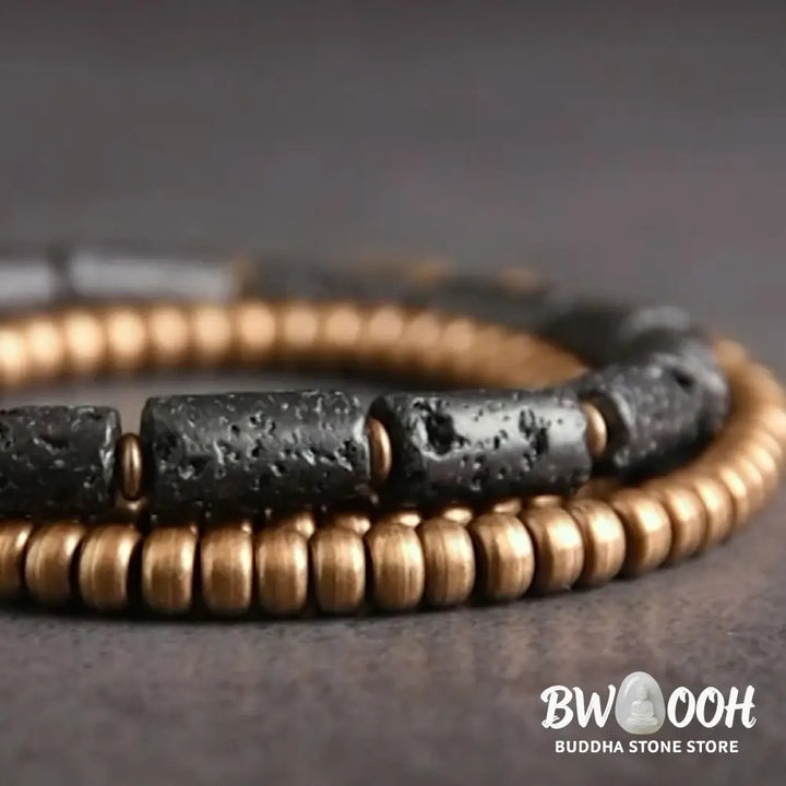 Buddha Stones Vintage Lava Rock Copper Beads Multi-layered Wrap Bracelet - BWOOOH - Bracelet