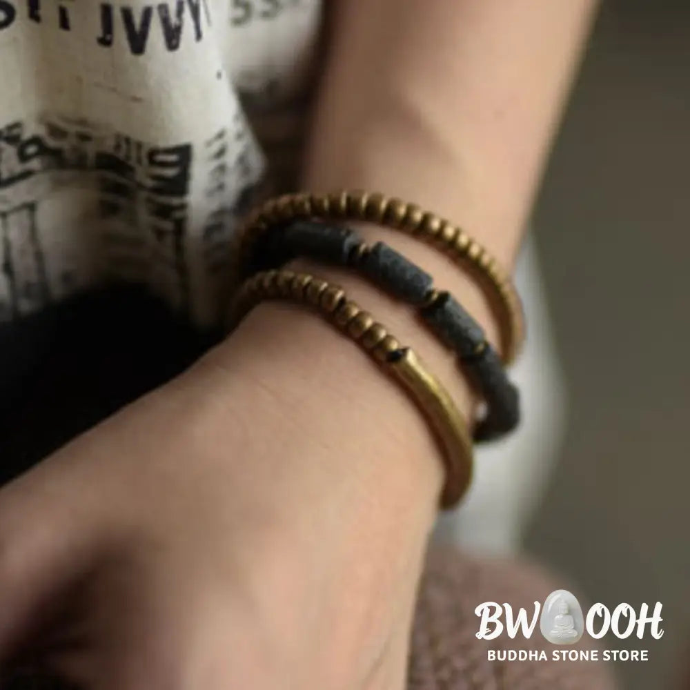 Buddha Stones Vintage Lava Rock Copper Beads Multi-layered Wrap Bracelet - BWOOOH - Bracelet