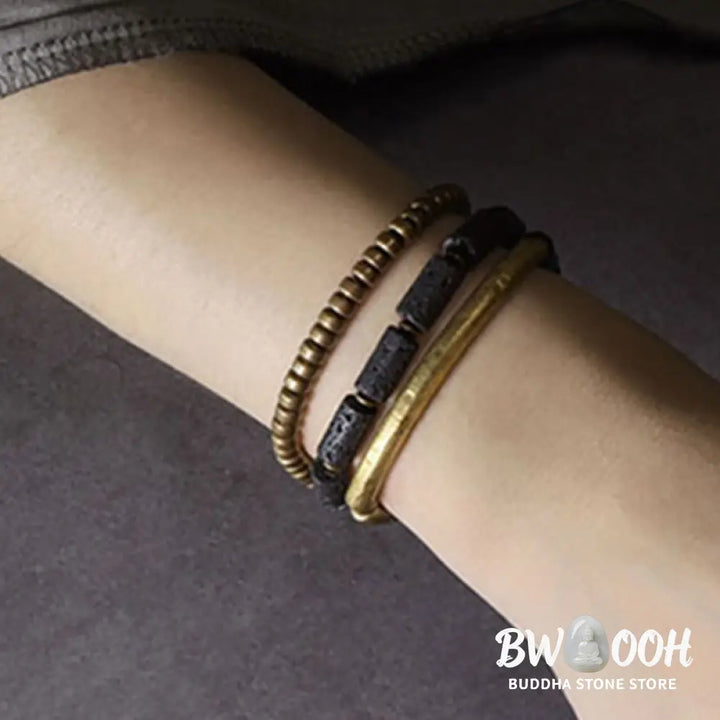 Buddha Stones Vintage Lava Rock Copper Beads Multi-layered Wrap Bracelet - BWOOOH - Bracelet