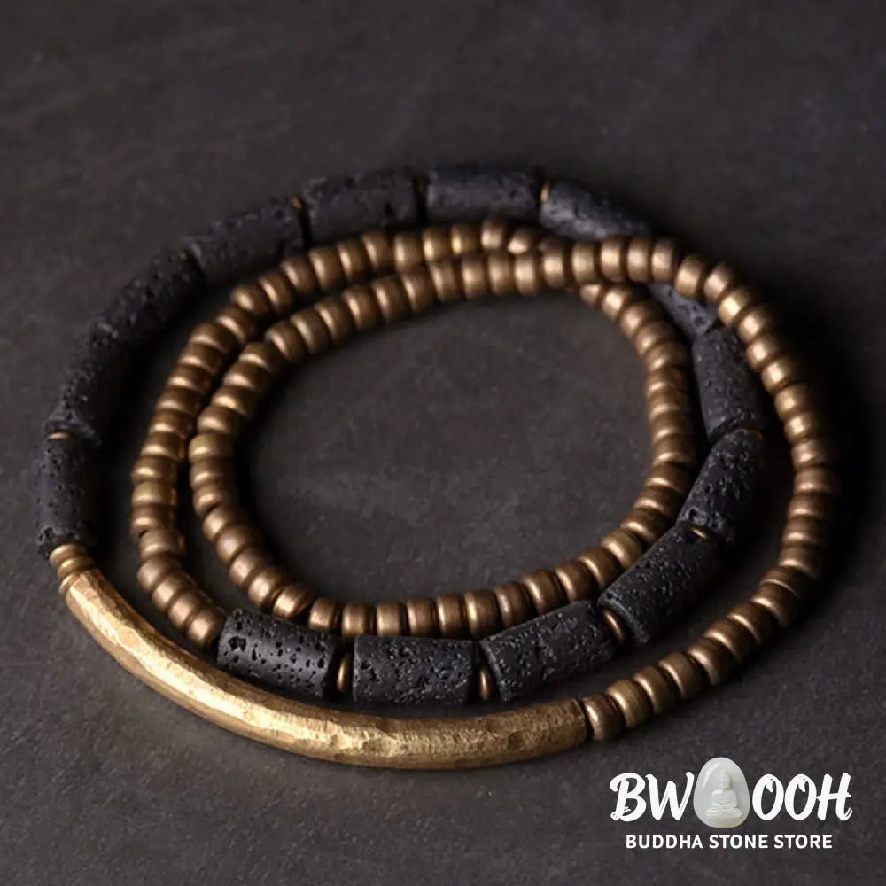 Buddha Stones Vintage Lava Rock Copper Beads Multi-layered Wrap Bracelet - BWOOOH - Bracelet