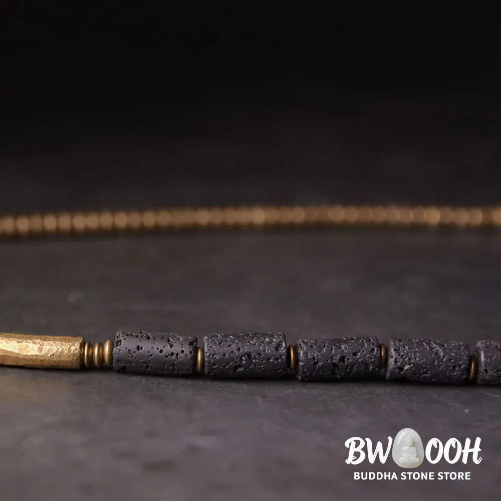 Buddha Stones Vintage Lava Rock Copper Brass Multi-turn Wrap Calm Bracelet - BWOOOH - Bracelet