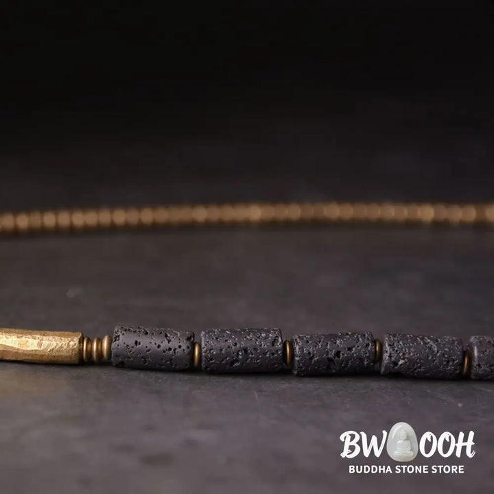 Buddha Stones Vintage Lava Rock Copper Brass Multi-turn Wrap Calm Bracelet - BWOOOH - Bracelet