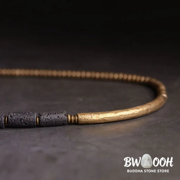 Buddha Stones Vintage Lava Rock Copper Brass Multi-turn Wrap Calm Bracelet - BWOOOH - Bracelet