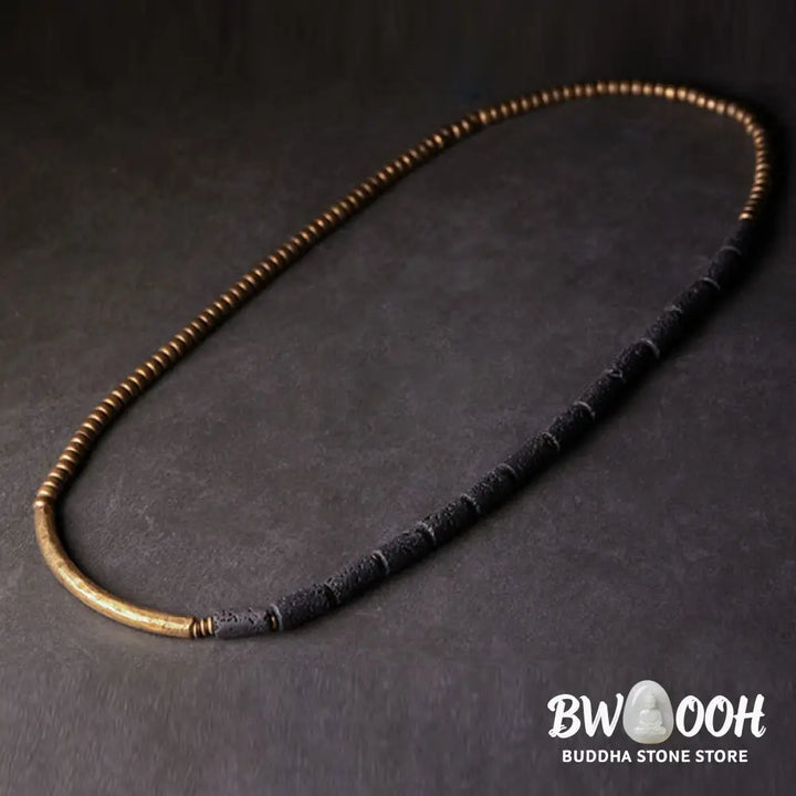 Buddha Stones Vintage Lava Rock Copper Brass Multi-turn Wrap Calm Bracelet - BWOOOH - Bracelet