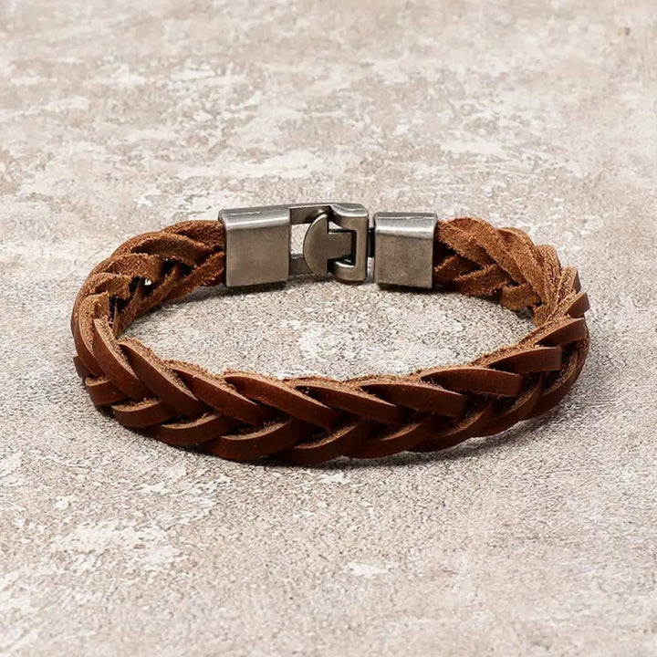 BWOOOH Vintage Leather Braided Buckle Strength Bracelet - BWOOOH - Leather Braided(Wrist Circumference: 18-19CM)