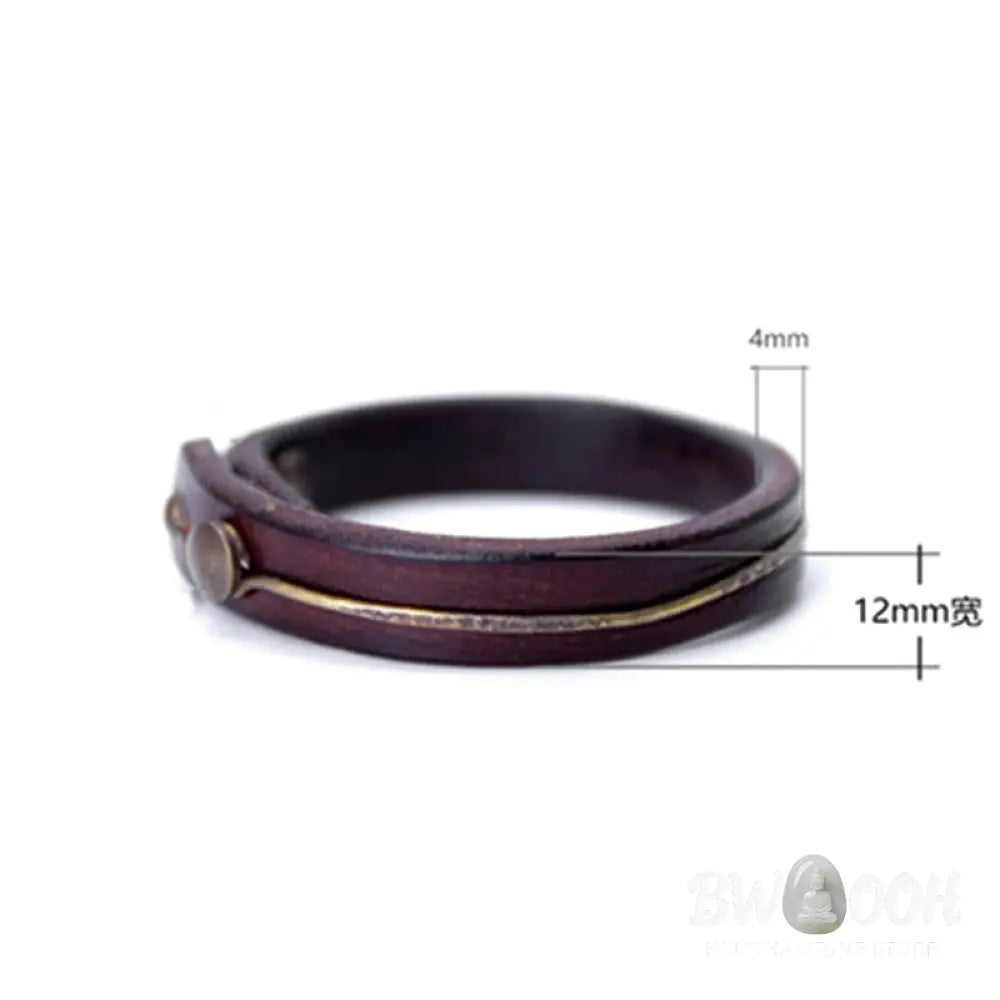 Buddha Stones Vintage Leather Copper Brass Wire Healing Bangle Bracelet - Bracelet