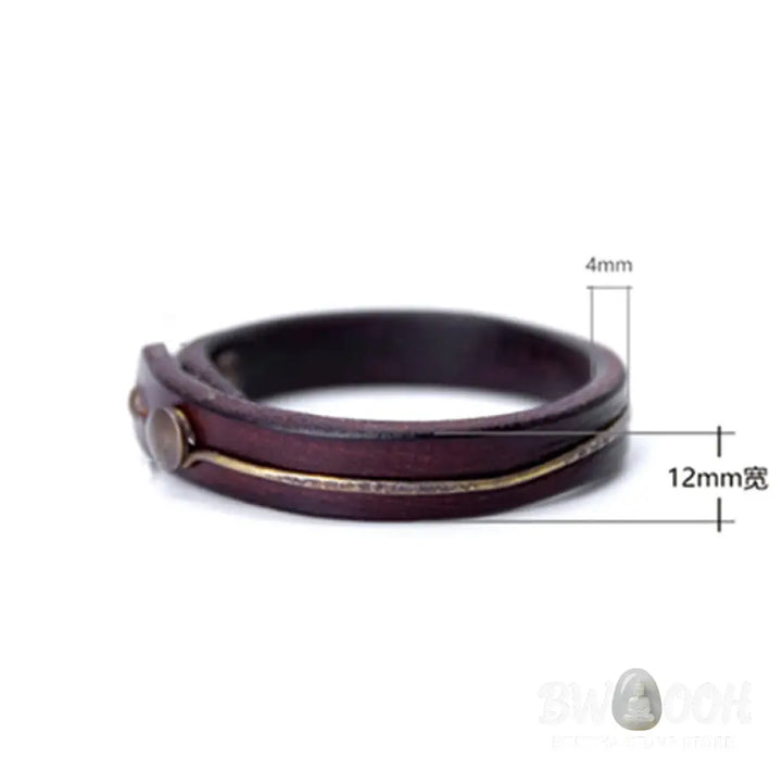 Buddha Stones Vintage Leather Copper Brass Wire Healing Bangle Bracelet - Bracelet