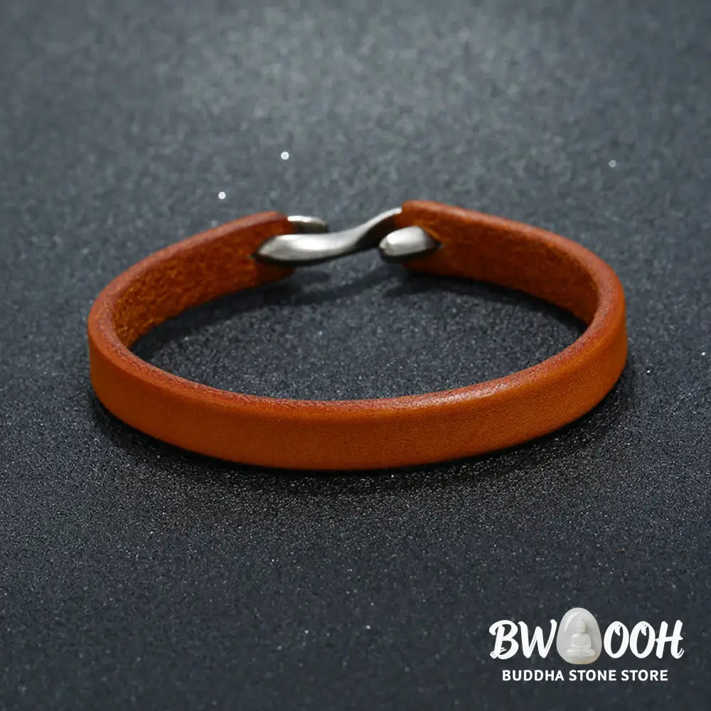 Buddha Stones Vintage Leather Plain Strength Buckle Bracelet - BWOOOH - Bracelet
