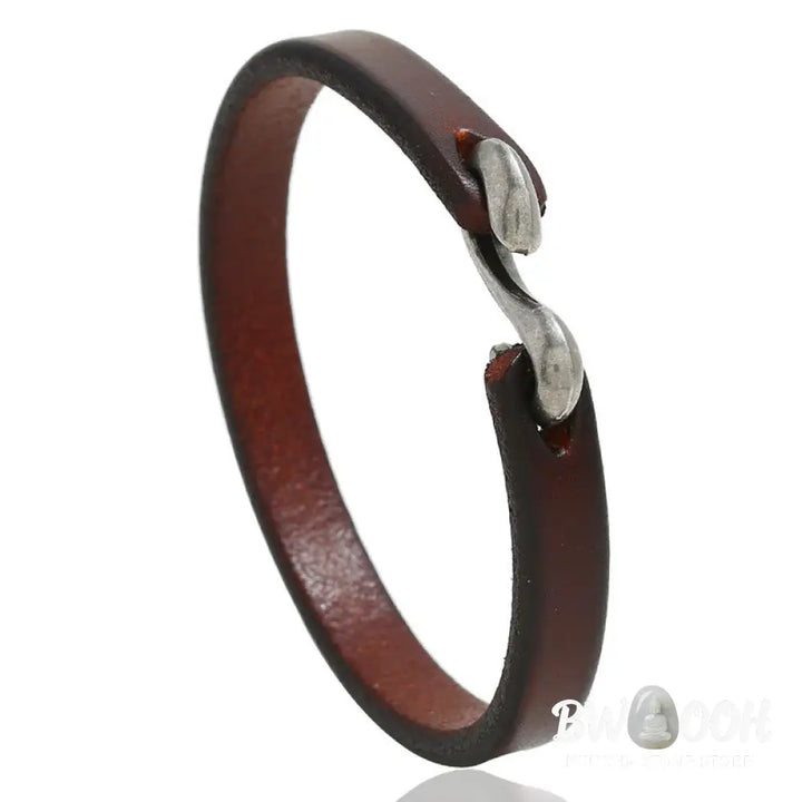 Buddha Stones Vintage Leather Plain Strength Buckle Bracelet - BWOOOH - Bracelet