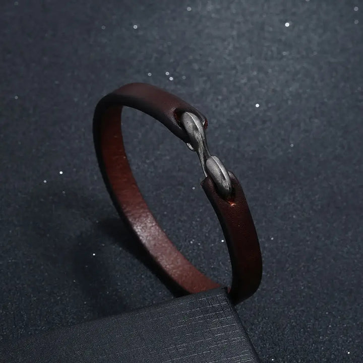 Buddha Stones Vintage Leather Plain Strength Buckle Bracelet - BWOOOH - Brown / 17-19cm - Bracelet