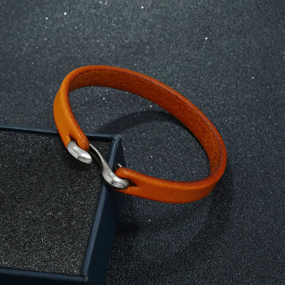 BWOOOH Vintage Leather Plain Strength Buckle Bracelet - BWOOOH - Yellow / 17-19cm - Bracelet
