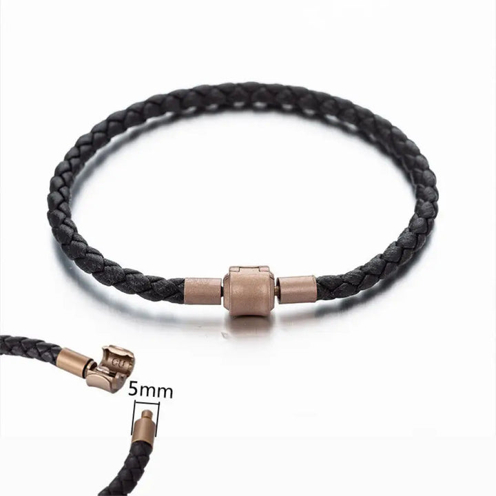 Buddha Stones Vintage Leather Rope Luck Braid String Bracelet - BWOOOH - 4mm Black 18cm - Bracelet