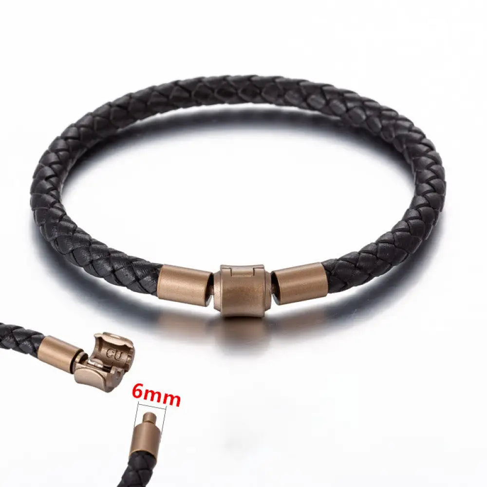 Buddha Stones Vintage Leather Rope Luck Braid String Bracelet - BWOOOH - 5mm Black 18cm - Bracelet