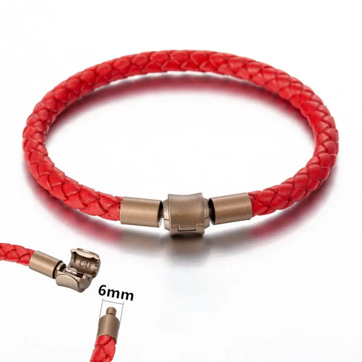 Buddha Stones Vintage Leather Rope Luck Braid String Bracelet - BWOOOH - 5mm Red 19cm - Bracelet